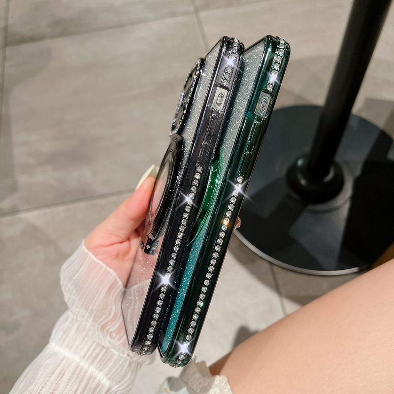 Mobile Phone Accessories 16PROMAX mobile phone case electroplating rhinestone magnetic bracket 15 glitter tpu protective cover_voghion.com