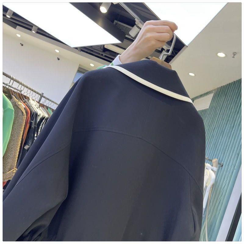 Plus Size Dames 150kg Lente en Herfst Color Block Trenchcoat Casual Eenvoudige Veelzijdige Korte Jas voor Dames_voghion.com