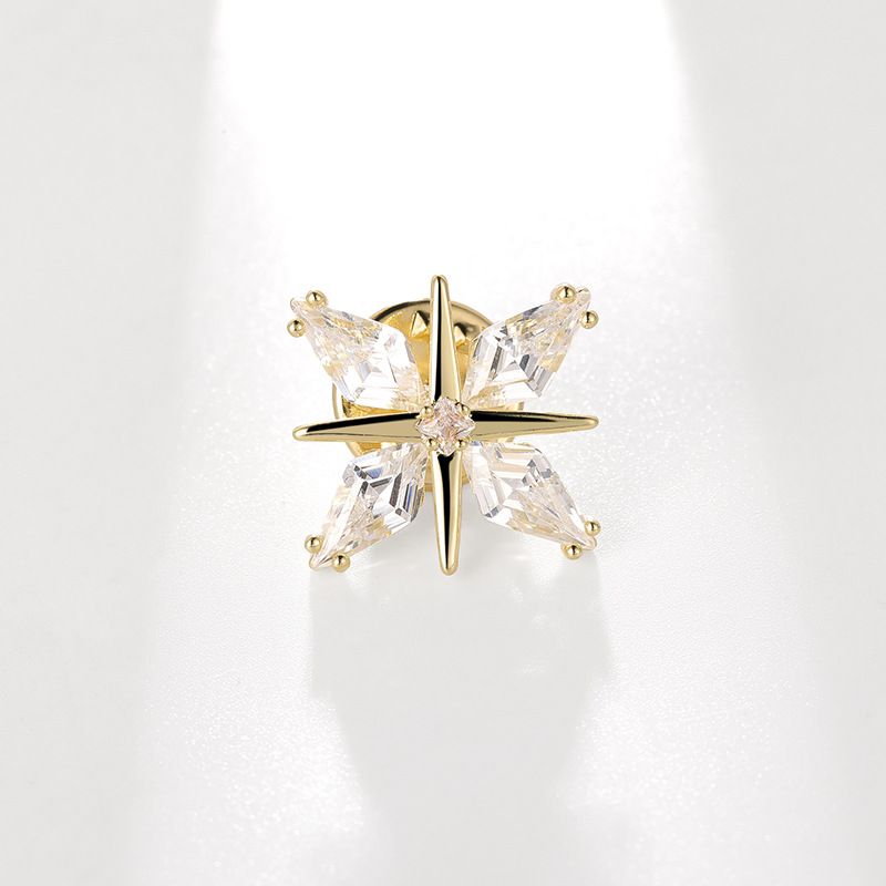 Elegant Zircon Star Brooch Pin For Suits - Stylish Lapel Pin With Secure Fastening For Formal Attire Cross Star Brooch Collar Pin Suit Pin Fixed Anti_voghion.com