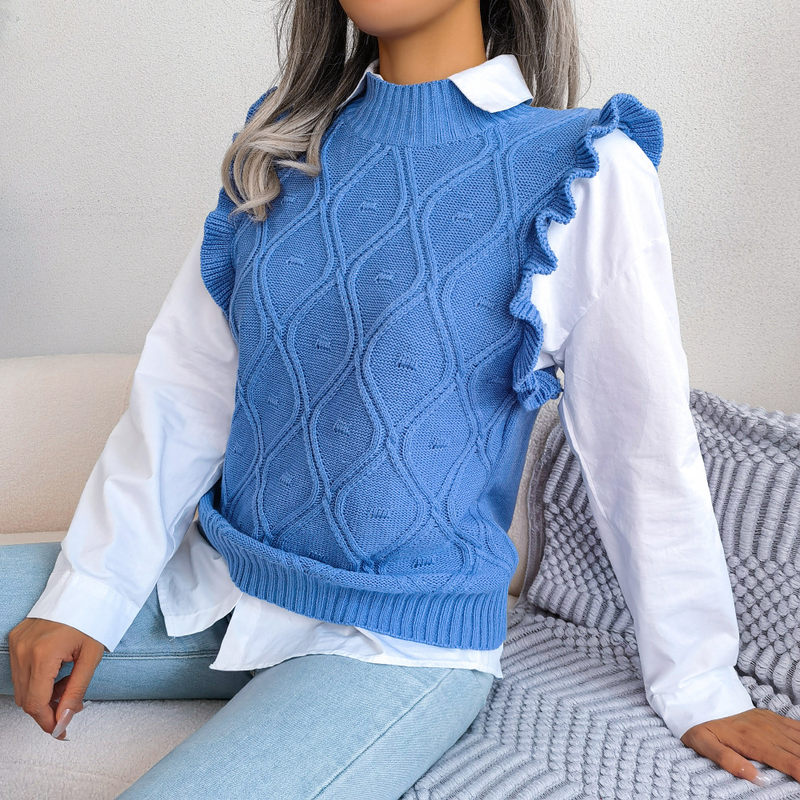 Damenpullover, Pullover, Hemd, einfarbig, ärmellos, Pullover, Weste, lässig, Pullover, Pullover, Weste_voghion.com