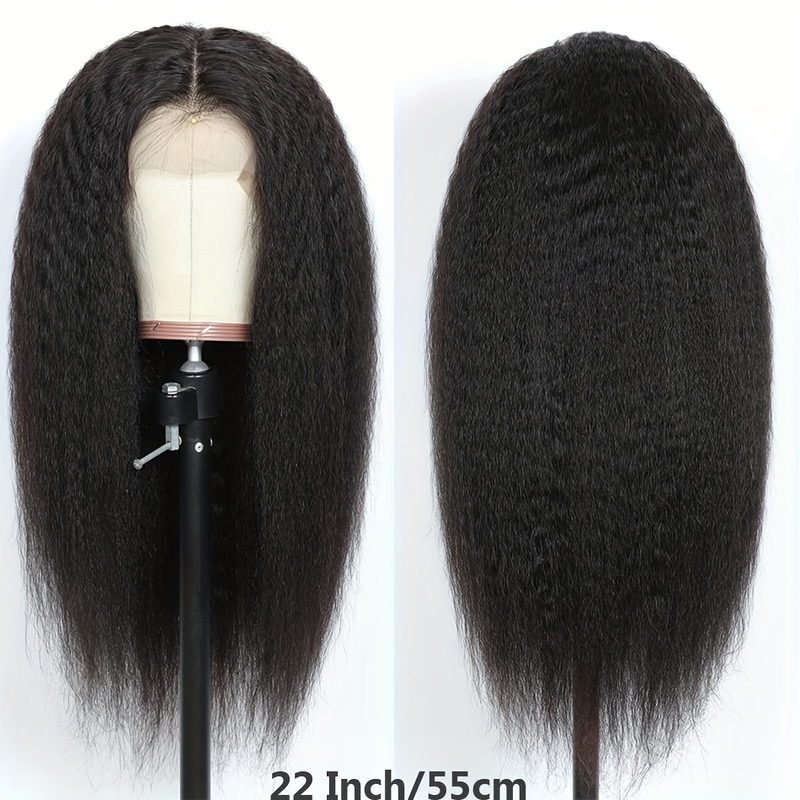 Peluca de encaje rizado KST de cabello humano de 18-30 pulgadas de largo, fiebre Yaki rizada recta para mujer, encaje frontal 13*4 adecuado para el uso diario de las mujeres_voghion.com