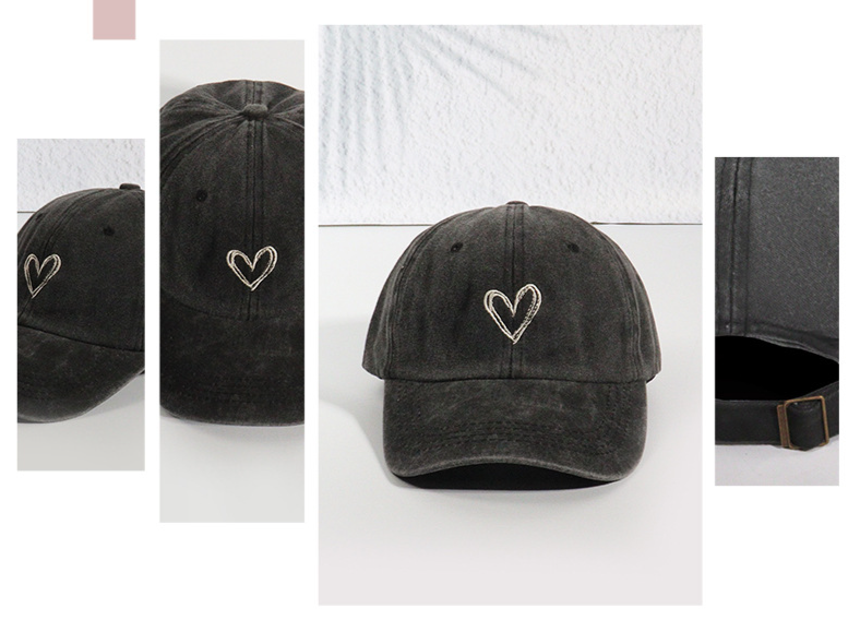 Unisex Softtop, hochwertige, atmungsaktive Baseballkappe mit überlappendem Herz-Stickerei-Muster und Instagram-Trend_voghion.com
