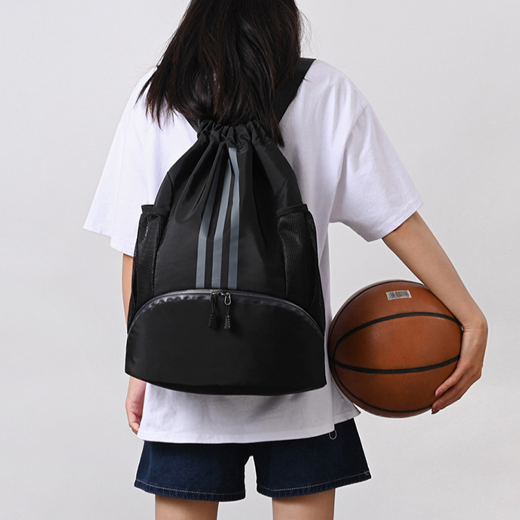 Basketbola soma treniņu soma ar kabatas siksnu, ūdensnecaurlaidīga, sausa un mitra peldēšanas soma ar virvi, fitnesa bumbu glabāšanas soma_voghion.com
