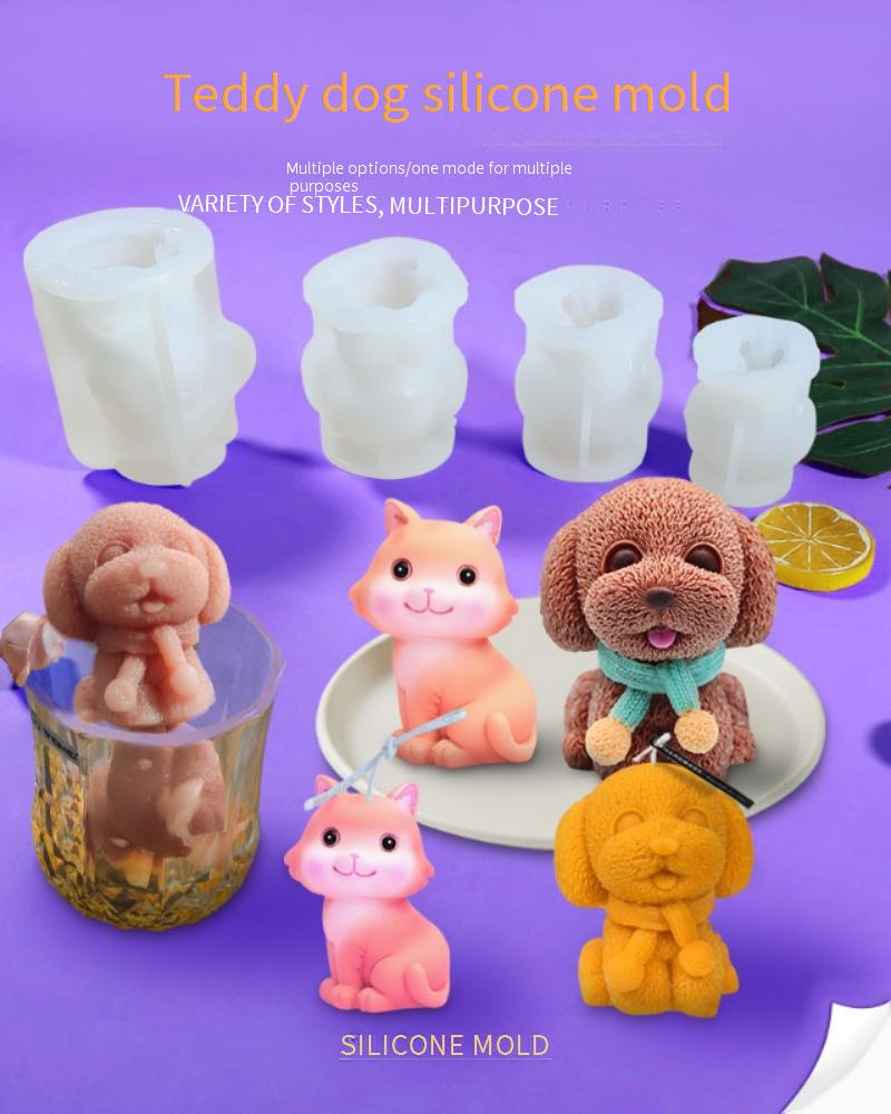 Teddy Dog siliconen mal (multifunctioneel voor ijsblokjes, kaarsen en doe-het-zelf-knutsels - BPA-vrij, herbruikbaar)_voghion.com