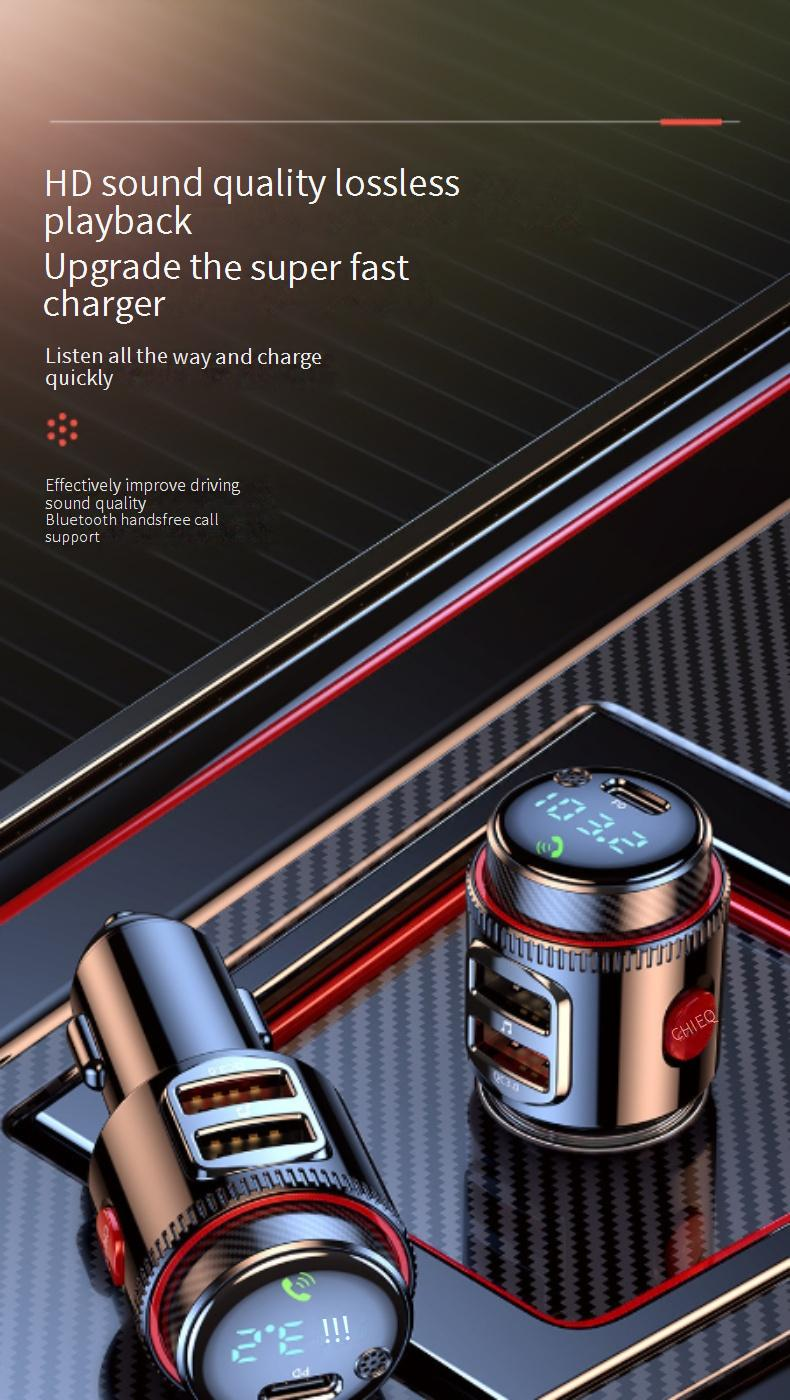 Car Chargers Car Bluetooth Player QC3.0 Fast Charge Flash Charge Bluetooth Car Charger FM Transmitter Car Charger_voghion.com