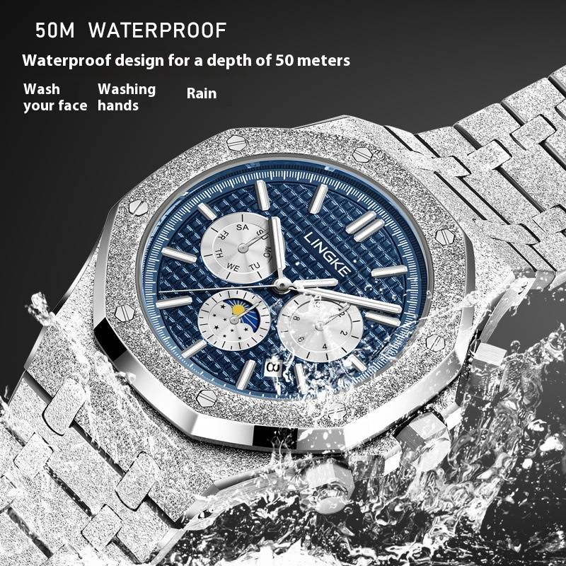 Men's Automatic Mechanical Watch With Luminous Hands, 50M Water Resistant, Sapphire Crystal, Stainless Steel Bracelet, Date Display_voghion.com