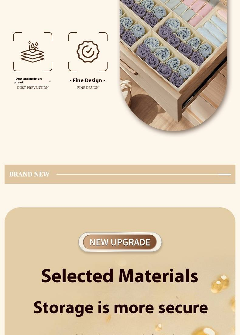 Foldable Fabric Underwear & Socks Organizer With Multiple Compartments, Drawer Storage Box For Closet, Bedroom, And Travel (Black, Gray, White)_voghion.com