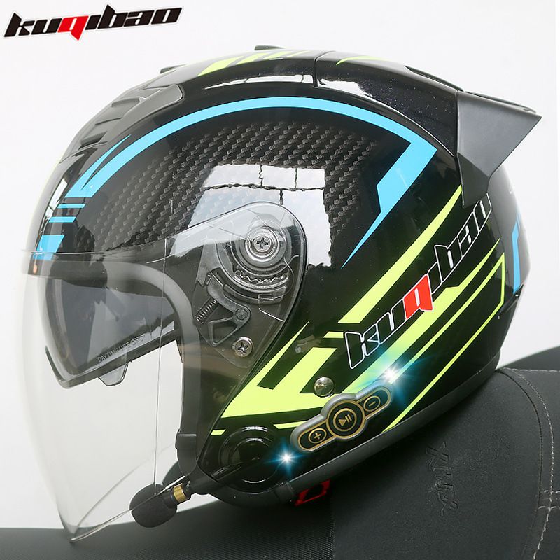 Intelligenter, geräuschreduzierender Bluetooth-Motorrad-Halbhelm mit Doppelvisier und langer Akkulaufzeit – 3C/DOT-zertifiziert – Unisex_voghion.com