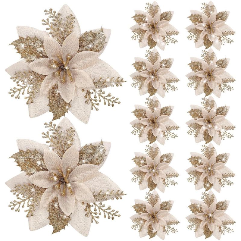 14.5cm Christmas Decorative Glitter Floral Wreath - Elegant Door & Window Holiday Decor In Multiple Colors_voghion.com
