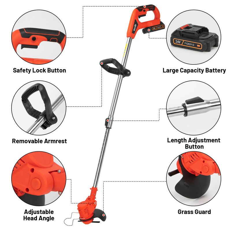 Tagliaerba elettrico professionale senza fili: tagliaerba leggero e portatile per giardino domestico, cortile e piccoli lavori di giardinaggio_voghion.com