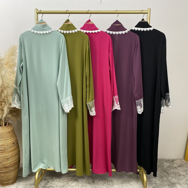 Nueva Abaya musulmana de encaje de Dubái, vestido islámico Nida, moda con bolsillo, túnica larga informal para mujer, ropa turca Eid, caftán marroquí_voghion.com