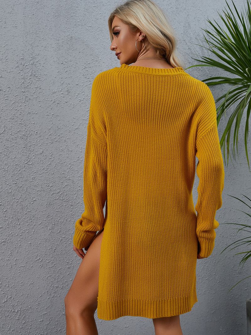 Maglione ampio con spacco di media lunghezza da donna_voghion.com