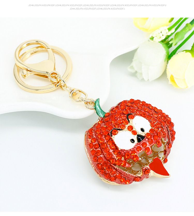 Halloween Creative Pumpkin With Rhinestones, Smiling Face Bag Pendant, Car Keychain Accessories_voghion.com