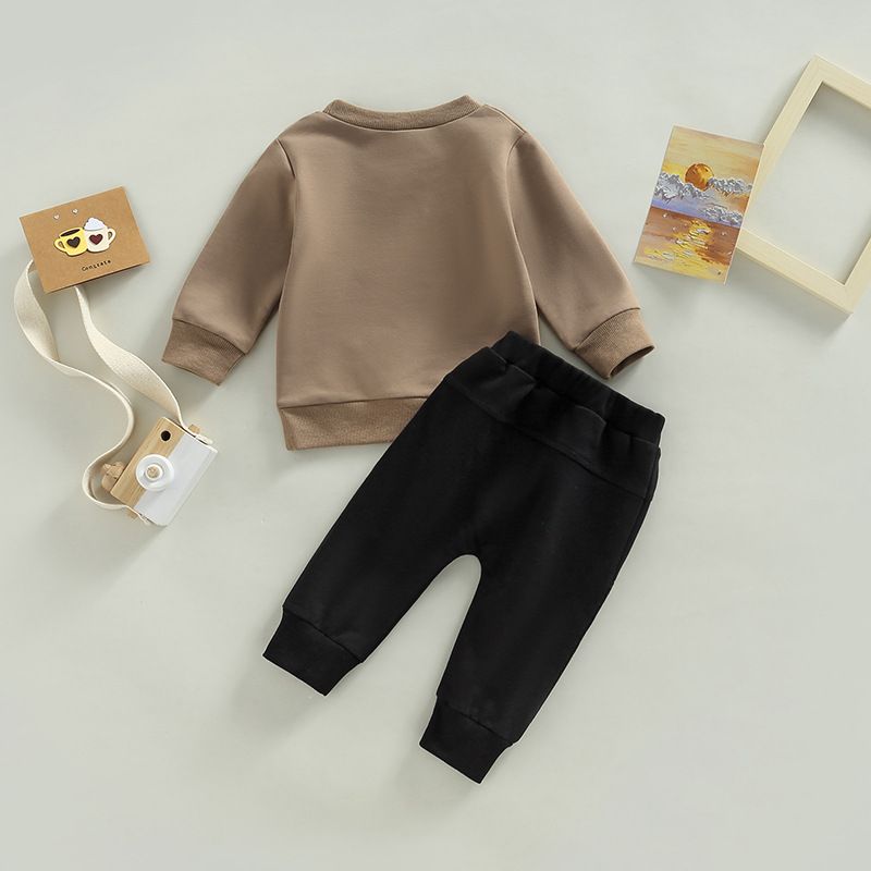 Trendy brand boys' autumn and winter 2024 new children's clothing two-piece round neck hoodie casual pants handsome set_voghion.com