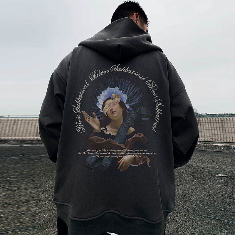 Oversize Spring and Autumn Loose Plus Size Hooded Thin Zipper Cardigan Fat Men's Trendy Couple Coat_voghion.com