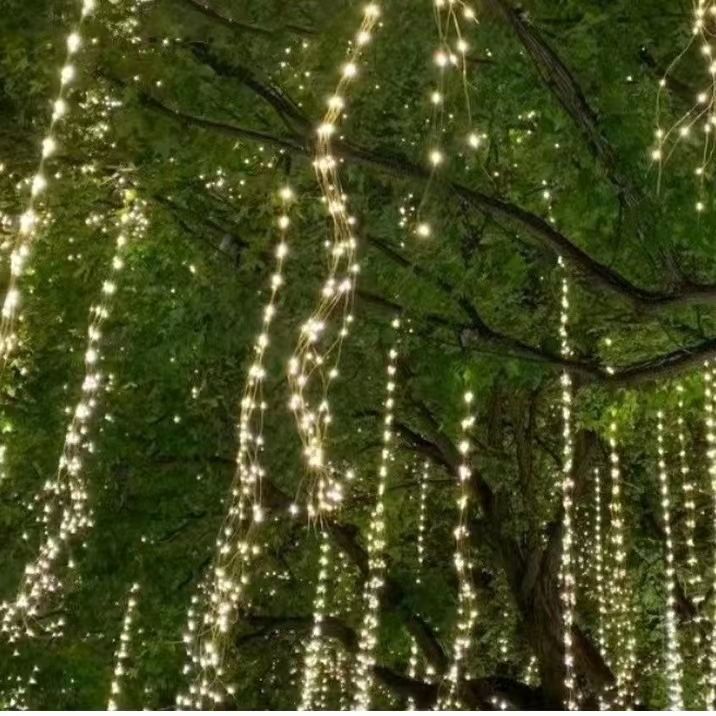 Luzes de LED tipo fada – Luzes de fio de cobre em cascata para decoração interna e externa, luzes cintilantes conectáveis por tomada (à prova d'água IP44)_voghion.com