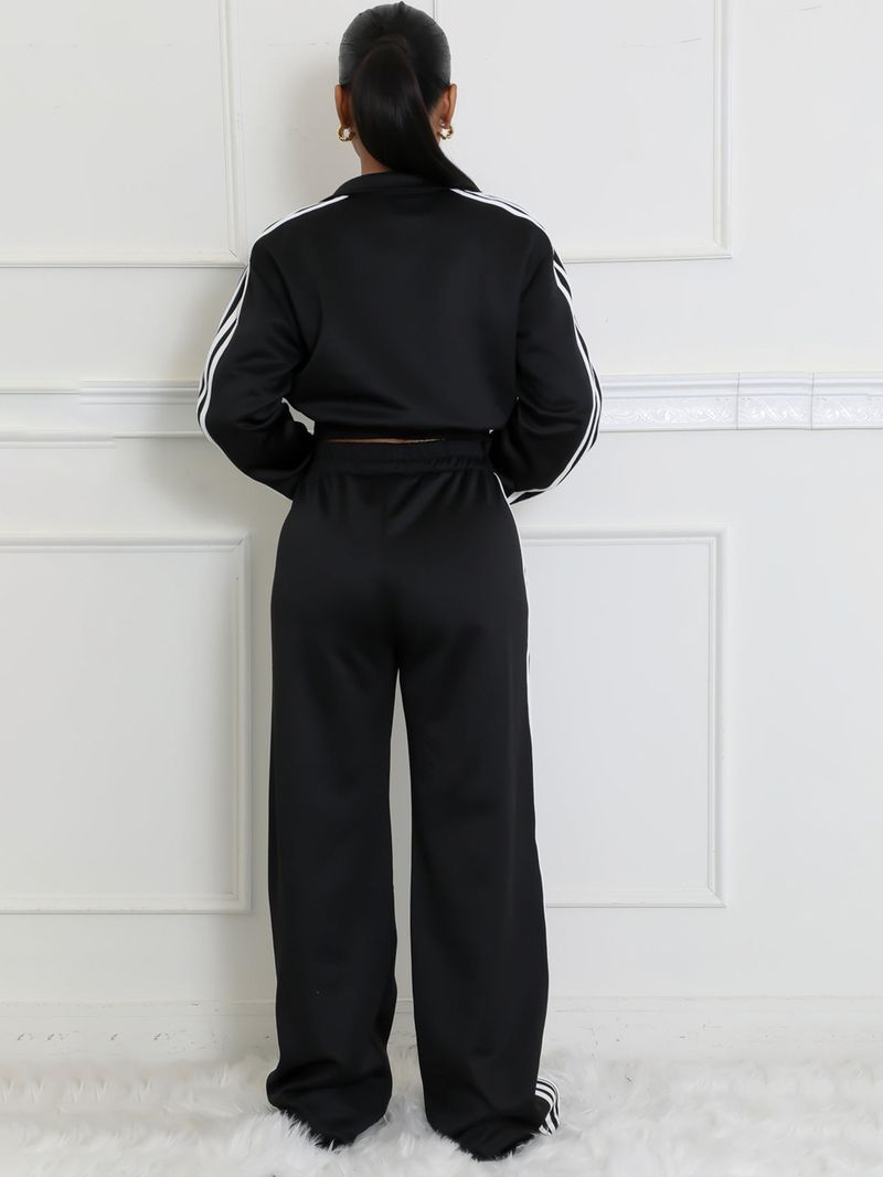 Női ruházat Csíkos öltöny Cipzáras Vastagított Pulóver Hétköznapi Ingázó Kétrészes Szett_voghion.com