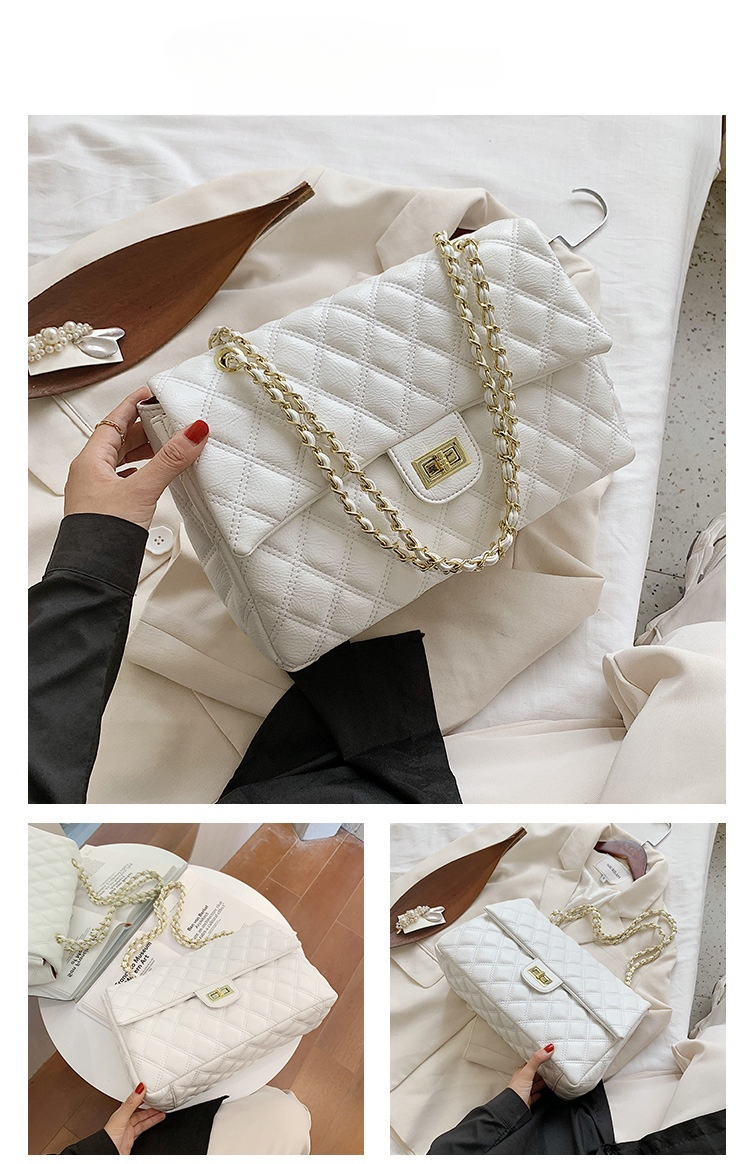 Texture di nicchia in stile designer con un tocco avanzato, piccola borsa con catena a griglia Xiangling, borse da donna trendy con tracolla diagonale a spalla singola_voghion.com