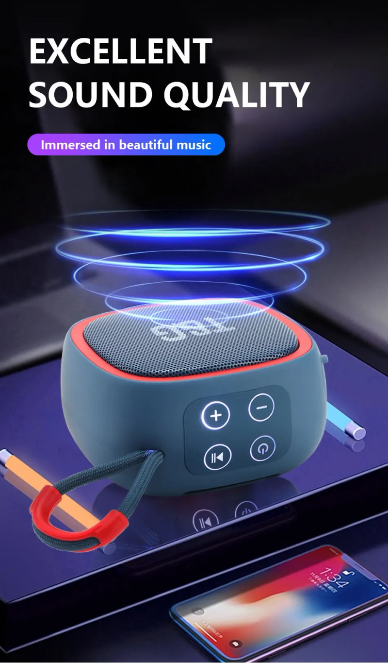 2023 T&G Mini Bluetooth-høyttaler Bærbar høyttaler Trådløs tilkobling utendørs sportslyd Stereostøtte TF FM-kort Bilstereo_voghion.com