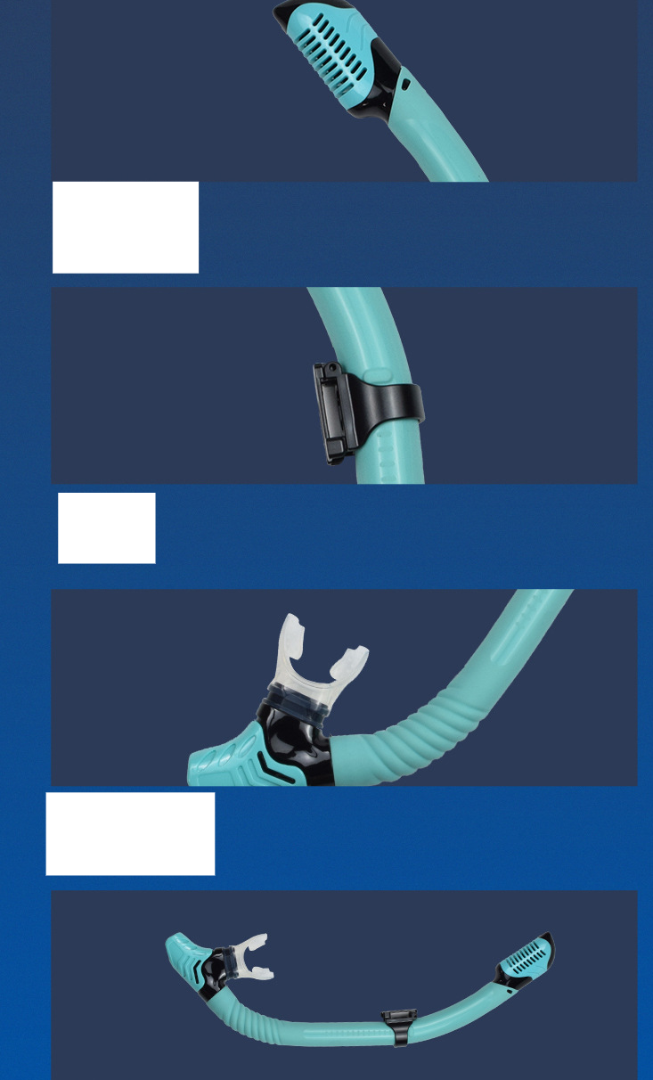 All-dry all-silicone breathing tube Collapsible curved silicone bite free diving breathing tube soft and comfortable_voghion.com
