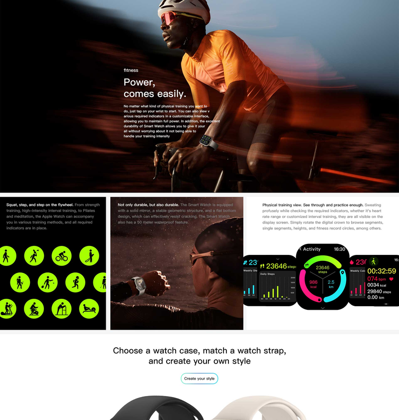 S9 smartwatch, smartwatch voor heren en dames, IP68 waterdicht sporthorloge, geschikt voor Android en iOS_voghion.com