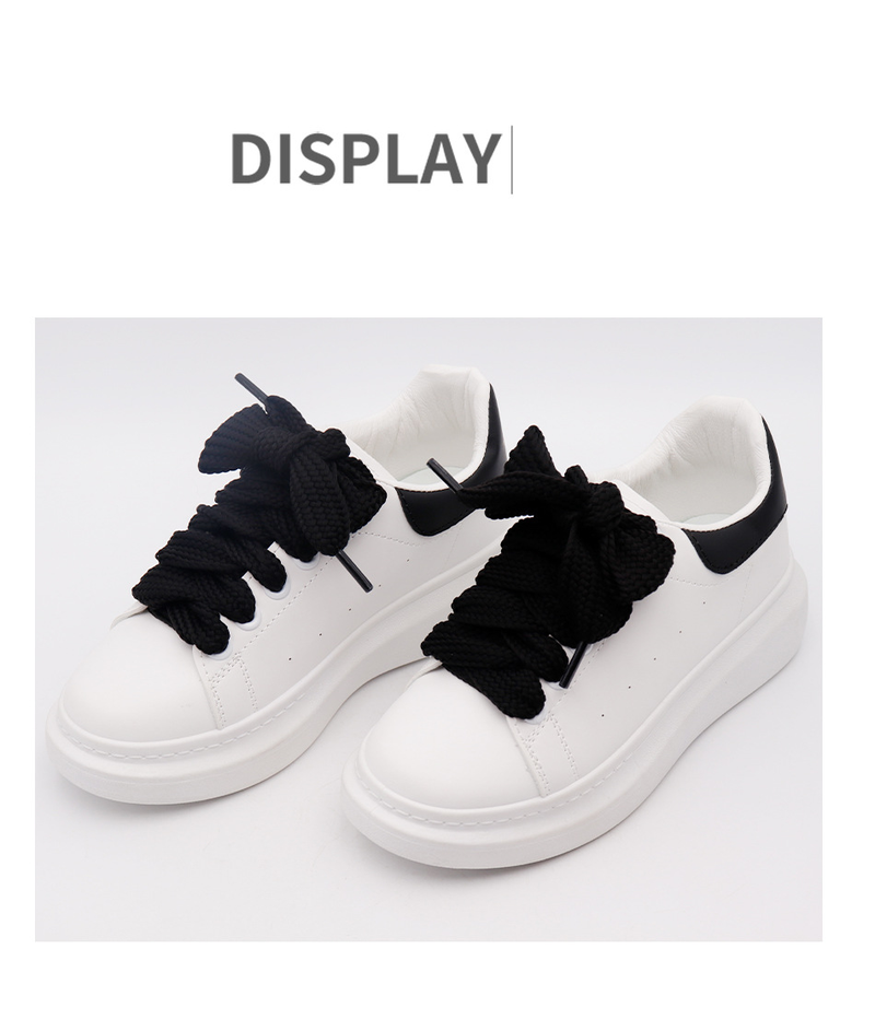 Lacets plats super larges noirs et blancs de 4 cm de large pour chaussures décontractées_voghion.com