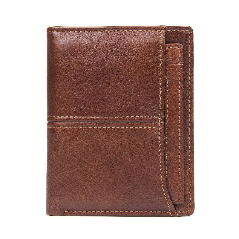 Portafoglio corto in pelle bovina con protezione RFID da uomo alla moda_voghion.com