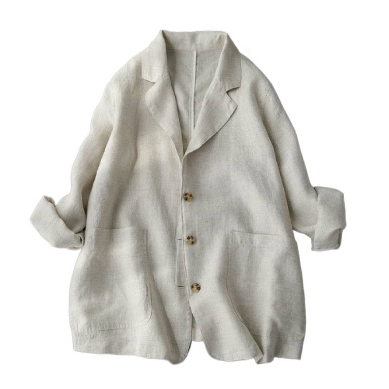 Women's Clothing Spring Loose Women's Clothing Simple Casual Versatile Linen Top_voghion.com