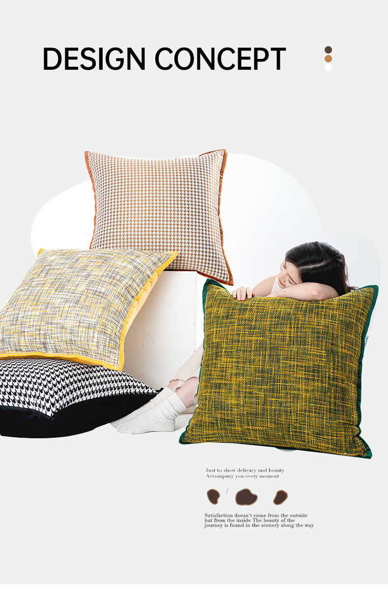 Copricuscini con motivo pied de poule - Copricuscini per divano e letto (elegante motivo a quadri in morbido velluto con cerniera nascosta, lavabili in lavatrice)_voghion.com