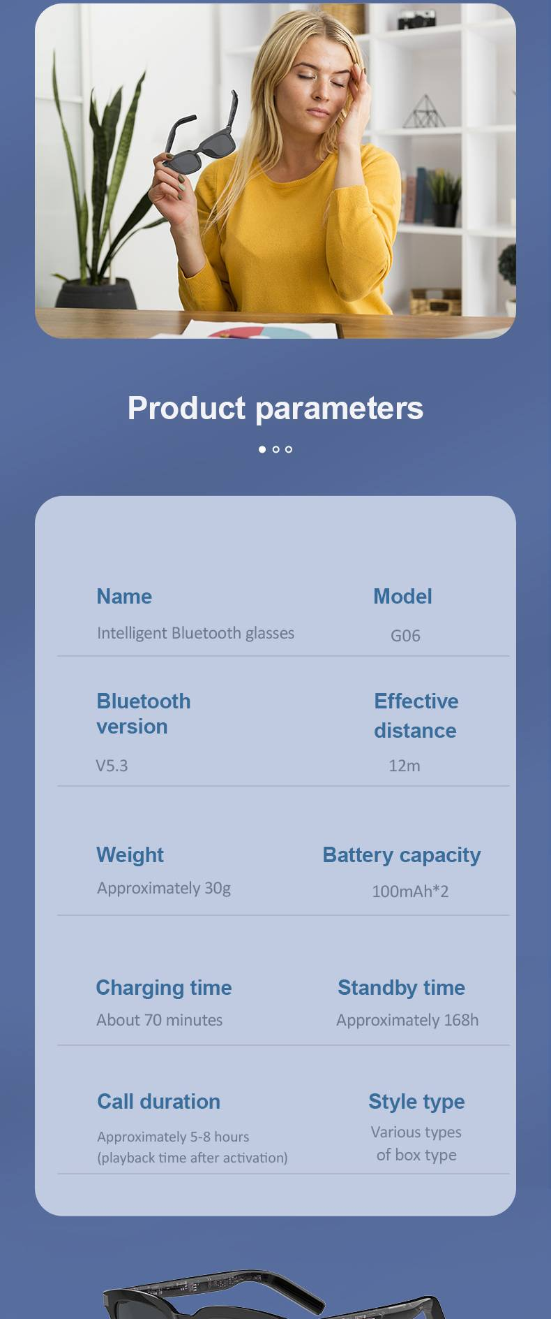 G06 Smart Glasses: Bluetooth & AI Assistant, Noise Cancellation, Long Battery Life_voghion.com