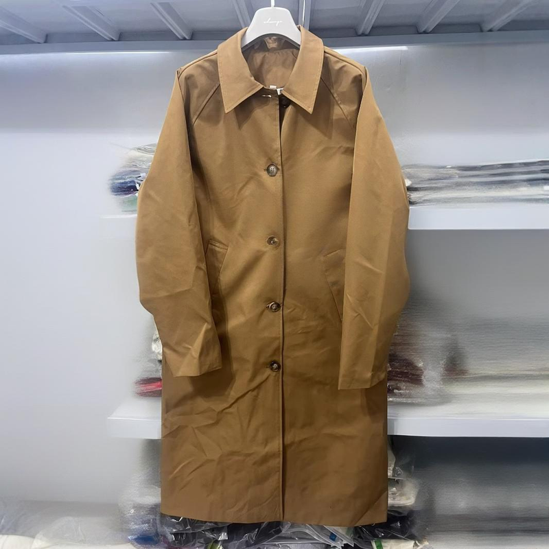 Dameskleding Elegante trenchcoat met enkele rij knopen voor dames - Lange stijlvolle overjas met kraag, klassiek, perfect voor kantoor en vrijetijdskleding_voghion.com