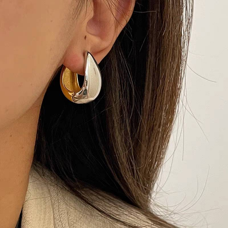 Damenschmuck Geometrische Gold- und Silber-Creolen - Minimalistische Modeohrringe für Frauen, trendige Statement-Ohrringe für den Alltag_voghion.com