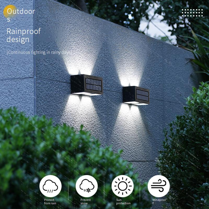 Solar-Wandleuchten für den Außenbereich, wasserdichte Gartenleuchten für Terrasse, Hof, Weg, Zaun, weißes und warmes Licht, energiesparende LED-Solarbeleuchtung_voghion.com
