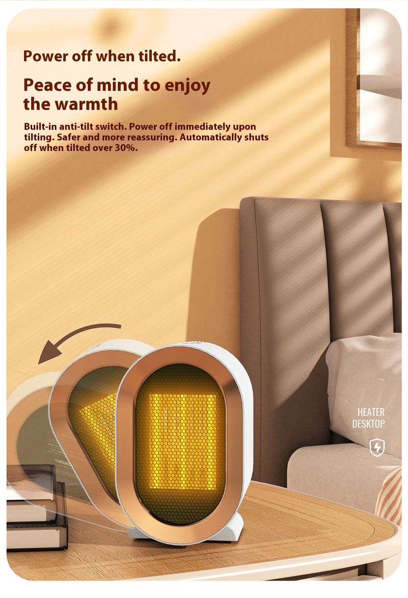 Chauffage céramique PTC 1800 W avec thermostat réglable, protection anti-surchauffe et anti-basculement, 2 vitesses, silencieux 45 dB pour le bureau et la maison_voghion.com