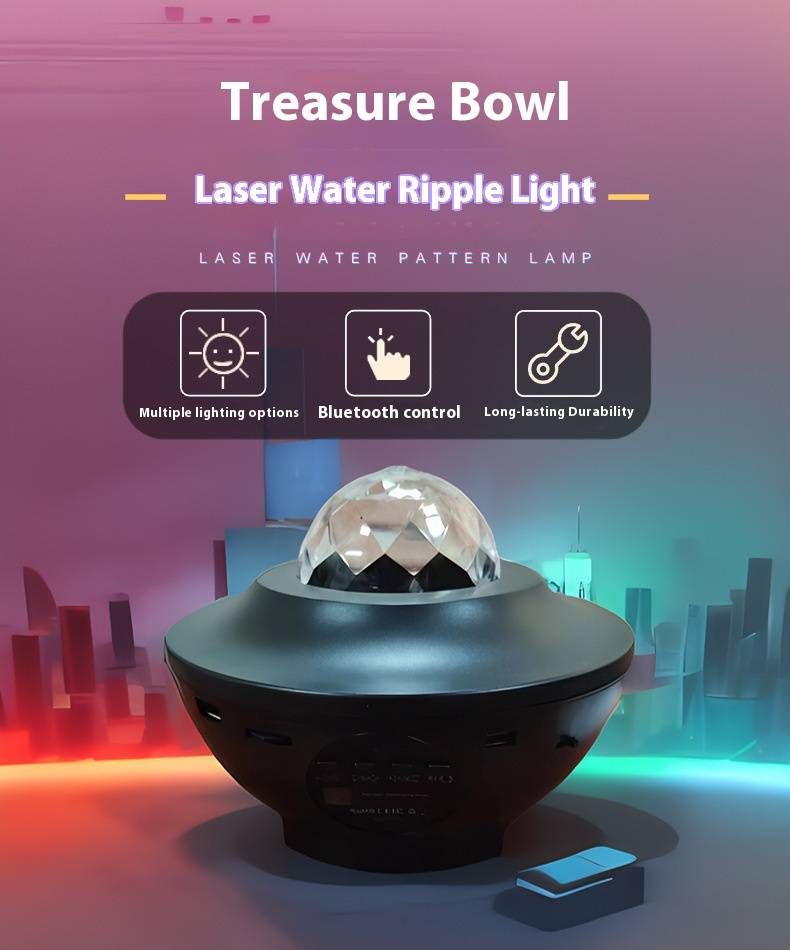 Aurora Wave & Star Projector - Bluetooth Music Sync LED Night Light With Water Ripple & Starry Sky Effects (Laser-Free/Laser Version Available)_voghion.com