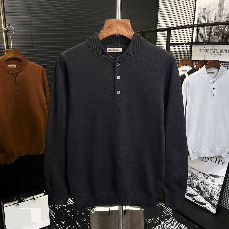 Herrenbekleidung Vintage-Strickpullover im amerikanischen Stil für Herren, locker sitzender Retro-Pullover mit Umlegekragen, langärmligem Zopfmuster-Design, warm_voghion.com