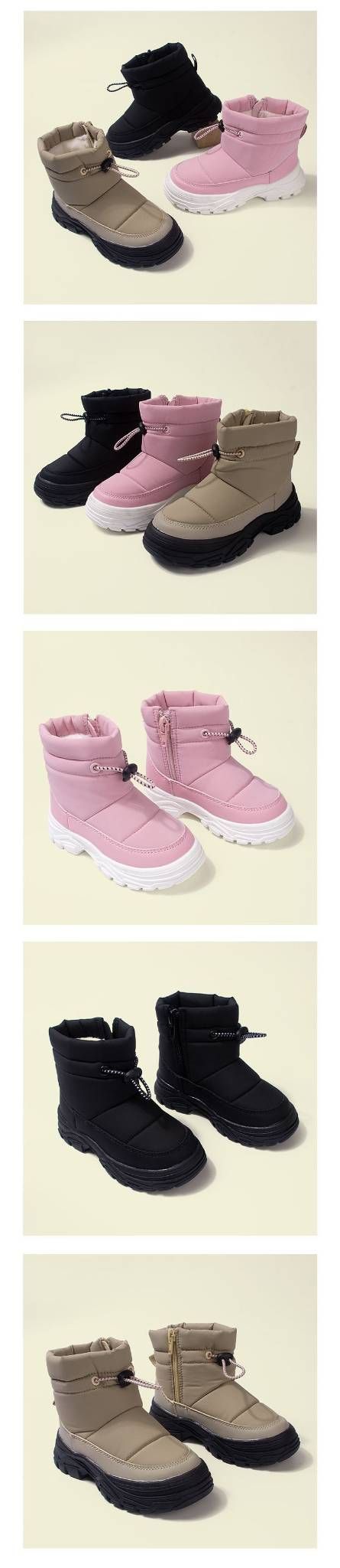 Winterstiefel für Kinder – Warme, fleecegefütterte und wasserabweisende Schuhe (Schwarz/Beige/Rosa/Khaki) – Rutschfeste TPR-Sohle (Größen 26–32)_voghion.com