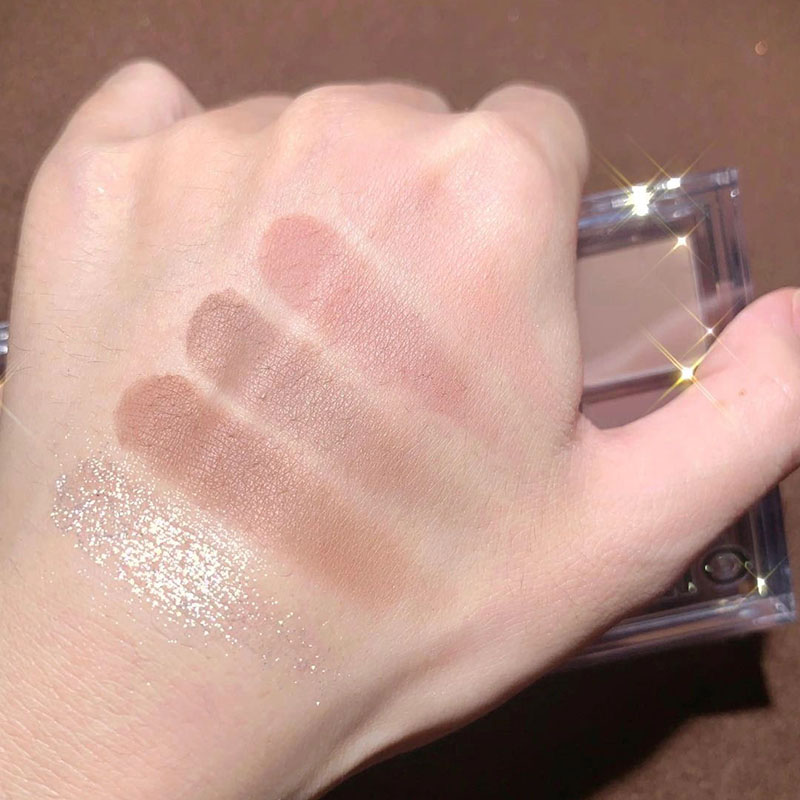 Palette di ombretti glitterati con paillettes, impermeabili, opachi, color terra, per il trucco delle donne._voghion.com