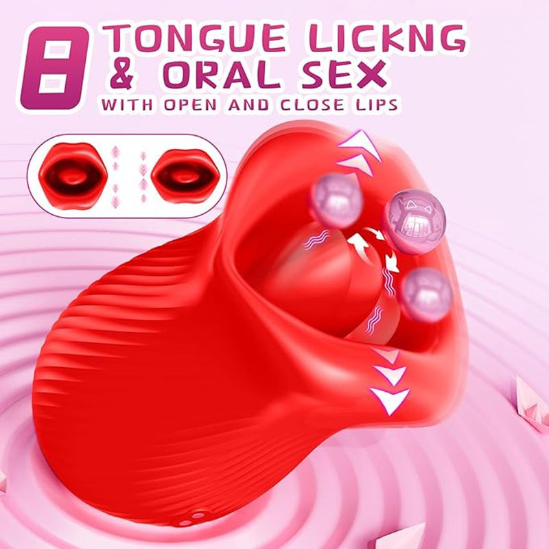 Giocattoli per adulti per donne, giocattolo sessuale a forma di bocca, con lingua leccabile, vibratore clitorideo, stimolatore anale per succhiare i capezzoli_voghion.com