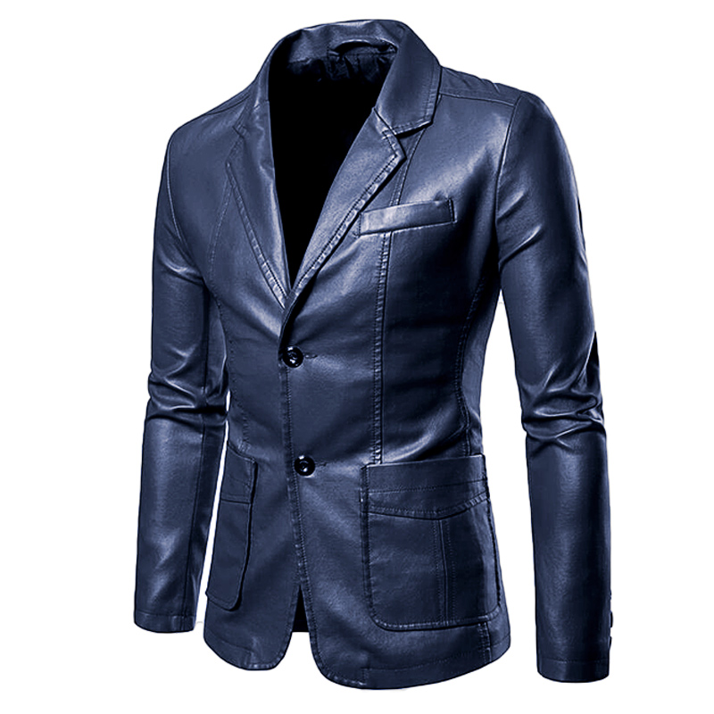 2024 Manteau de veste en cuir à simple boutonnage pour hommes_voghion.com