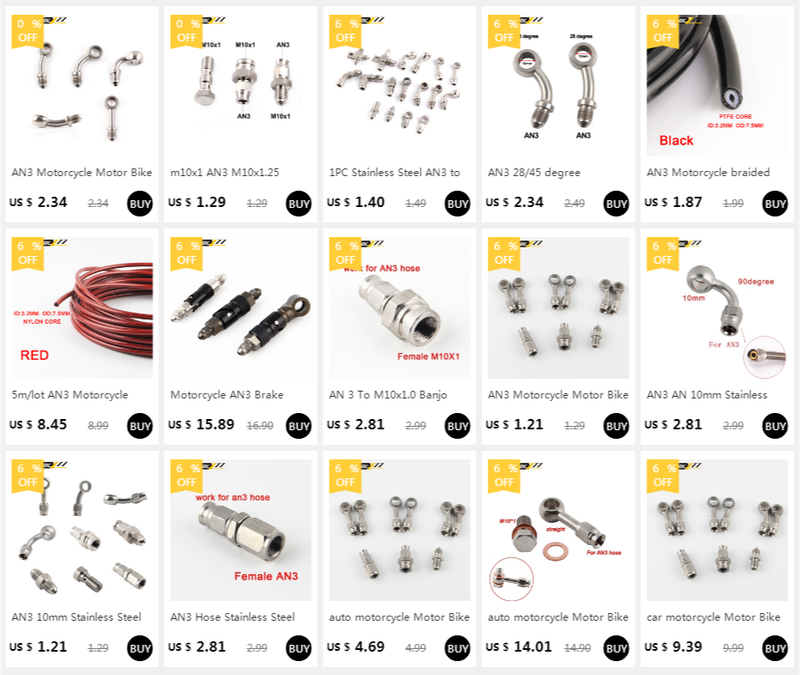 AN3 Motorcycle Motor Bike Hydraulic Brake Oil Hose e Fitting stainless Steel 10mm hole_voghion.com