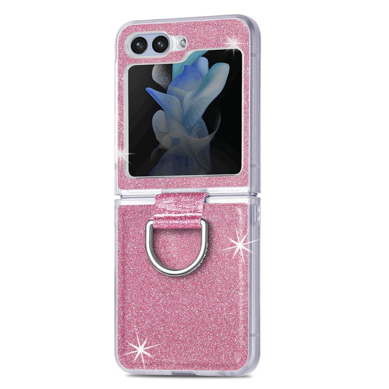 Applicable To Samsung ZFlip6 Mobile Phone Case Glitter Ring Holder ZFlip5 Folding Screen Protective Case Zflip4 Hard Case_voghion.com