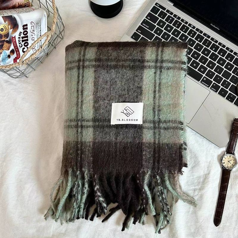 2024 Neuer Mirad Premium-Schal mit Karomuster für Damen im Winter, koreanische Ausgabe, doppelt verwendbar, dicker, warmer Schal_voghion.com