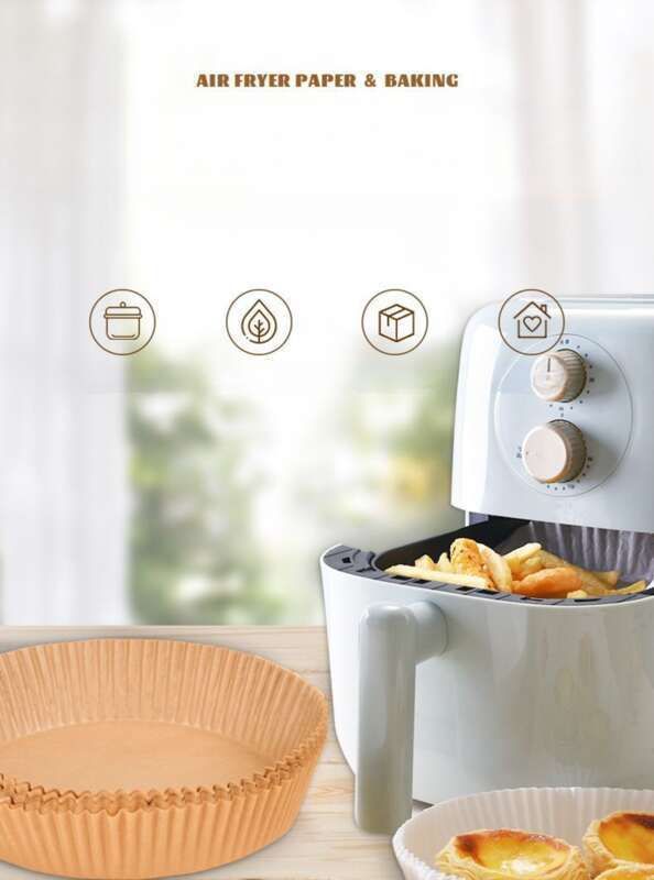Freidora de aire con aceite, bandeja circular desechable resistente a altas temperaturas para horno, papel de silicona de doble cara para aceite._voghion.com