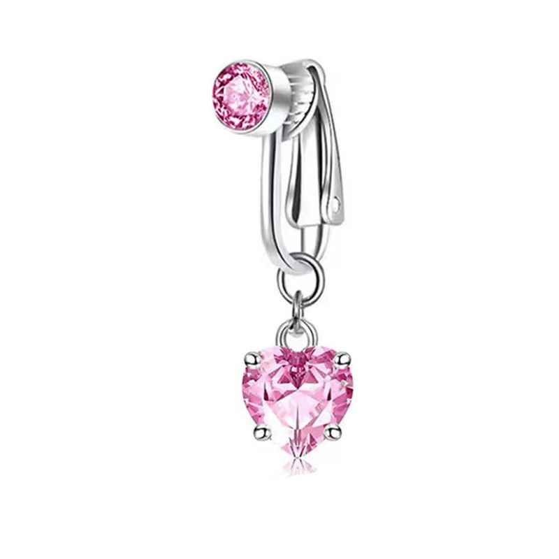 Piercing ombelico a clip con farfalla, in rame e zircone rosa, finto piercing all'ombelico, gioiello per il corpo, stile alla moda alla moda_voghion.com