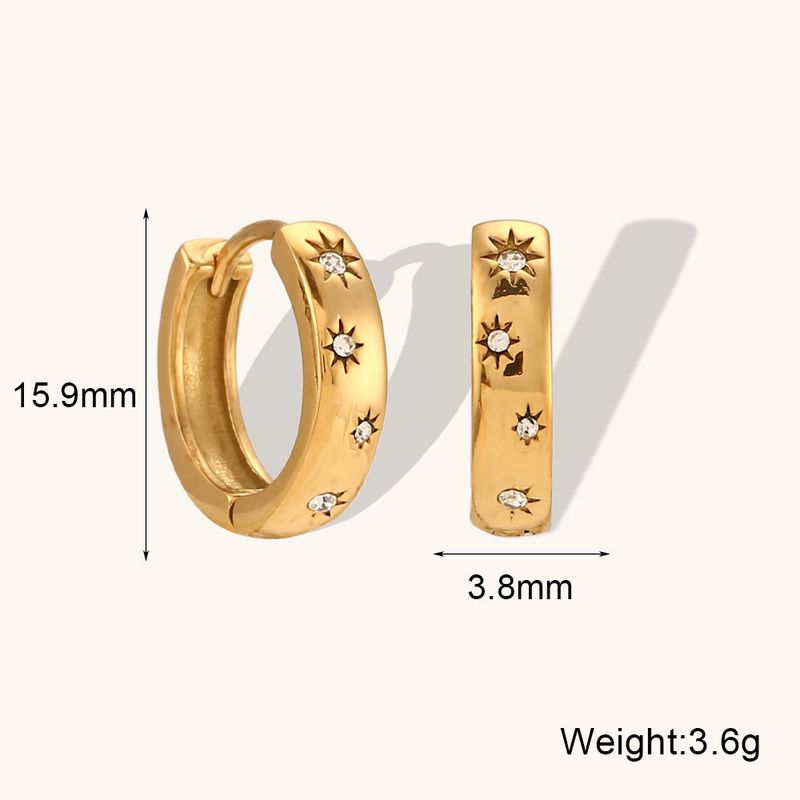 Irregular Zircon Inlaid Thick C-Shaped Hoop Stainless Steel Gold-Plated Fashion Commuter Earrings For Women_voghion.com
