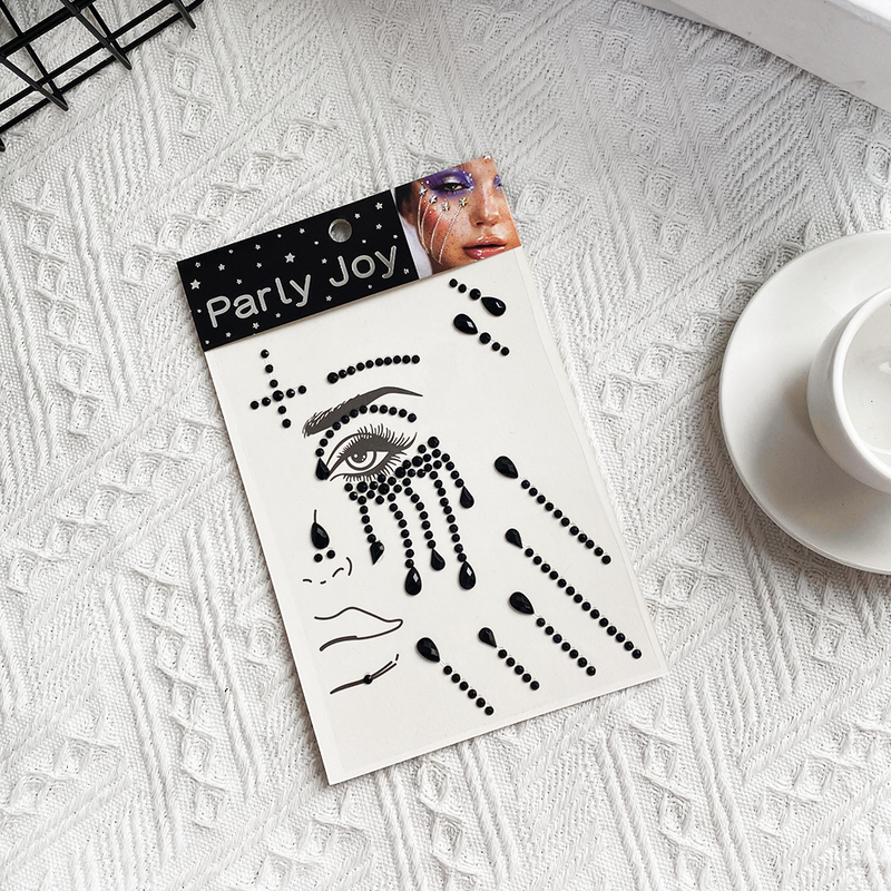 Augen Gesicht Make-up temporäre Tattoo selbstklebende Aufkleber weiß schwarz Strasssteine flache Rückseite Kristall Party Körper J_voghion.com