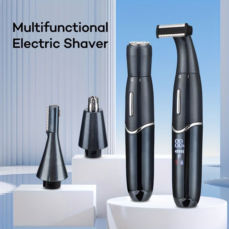 Recortadora de barba, cortadora de pelo para hombres, kit de afeitado para el cuerpo, nariz, orejas, vello facial, afeitadora eléctrica para hombres 4 en 1, afeitadora de barba recargable Hai para el dolor_voghion.com