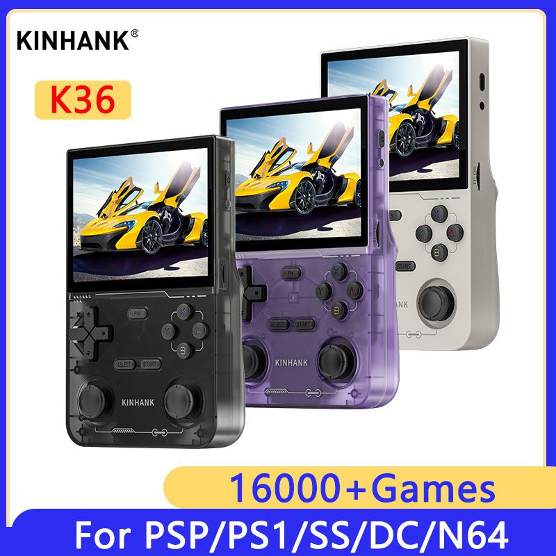 KINHANK K36 Retro Handheld Video Game Console 500nit 3.5 Inch IPS Screen 16000 Games Emulator For PS1/PSP/DC/N64/SS_voghion.com