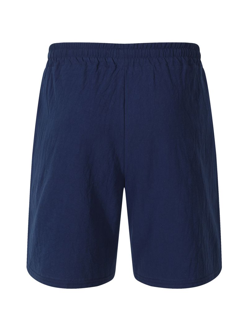 Pantaloncini estivi da uomo in cotone e lino, casual americani, larghi e dritti, con bottoni_voghion.com